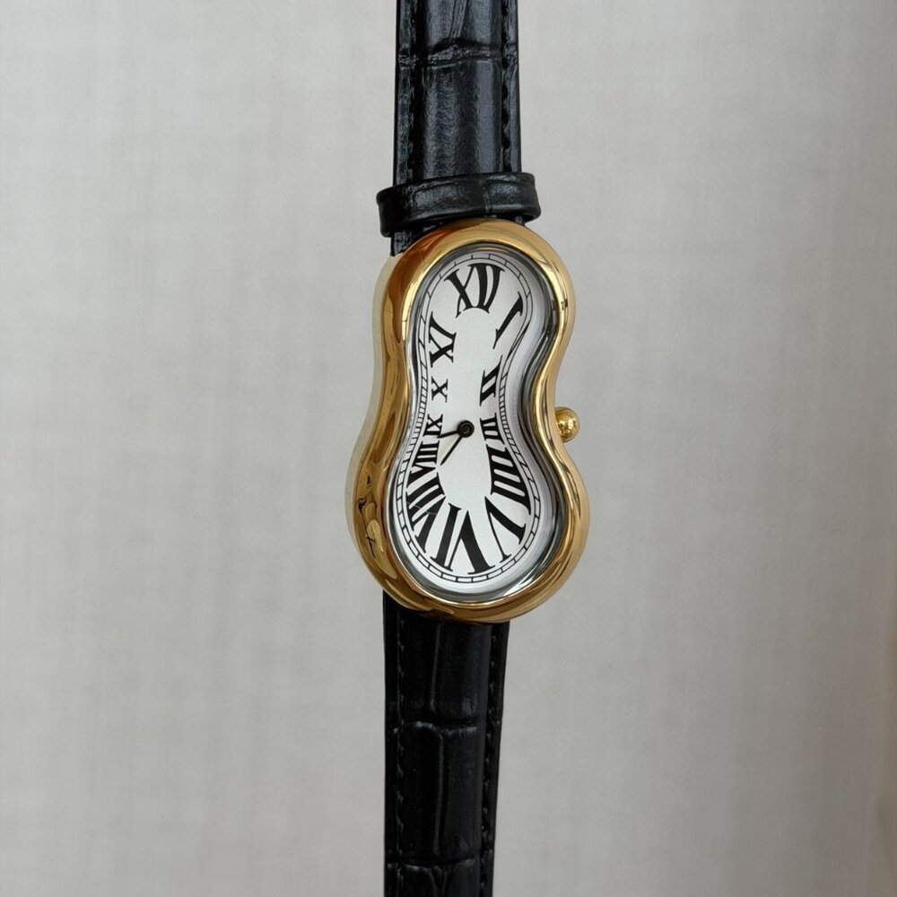Sku0512 Retro Gold White dial Women Asymmetrical Watch Stainless steel +gift bag - Picture 2 of 6
